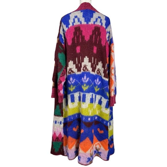 Free People Folk Song Maxi Cardi Small NWT Oversized Sweater Cardigan Fair Isle - Picture 10 of 13
